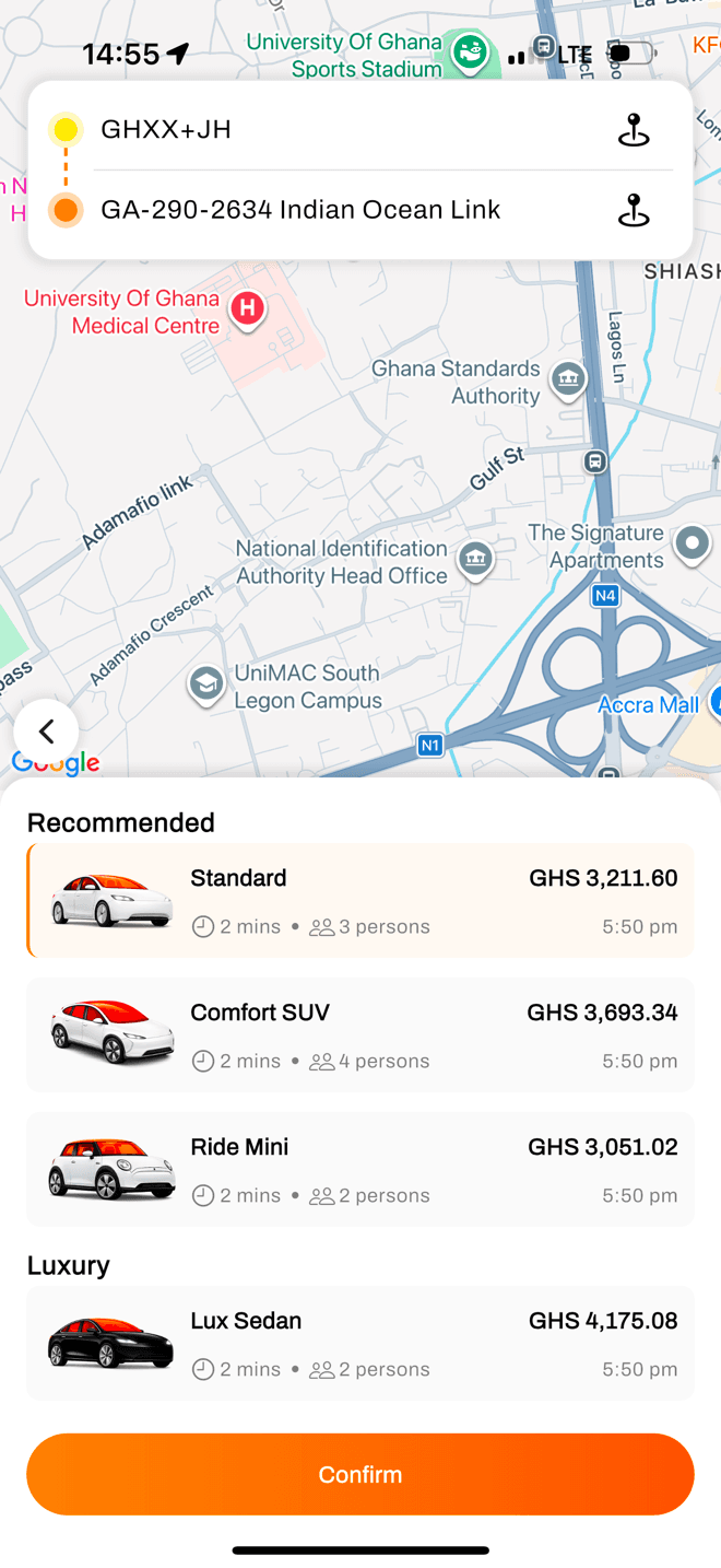 Navio app, book a ride in Ughelli